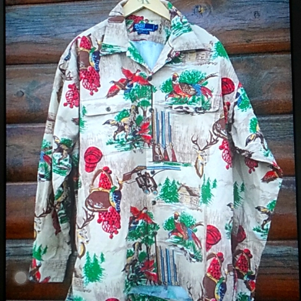 🦌 Vintage Ralph Lauren LEGENDARY Buck Pheasant Shirt Hunting Scene